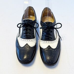 Jaro Vega Black and White Perforated Leather Oxford Saddle Shoes Size 7